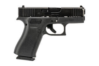 The Glock G43x sub compact 9mm pistol features a slim profile for concealed carry with tough nDLC black finish